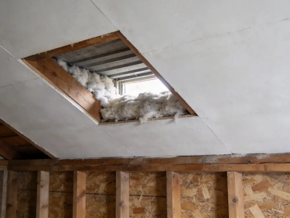 Attic soffit vent blocked by insulation at the eave