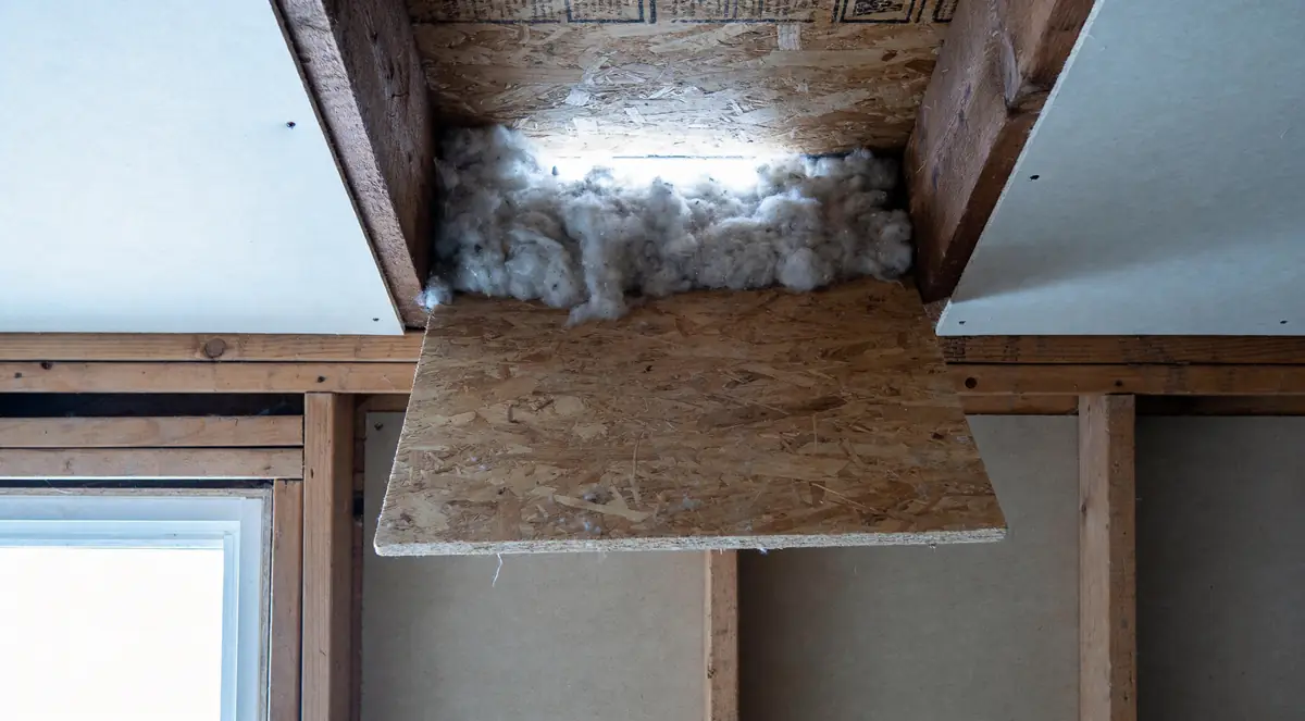 Attic soffit vent blocked by insulation at the eave