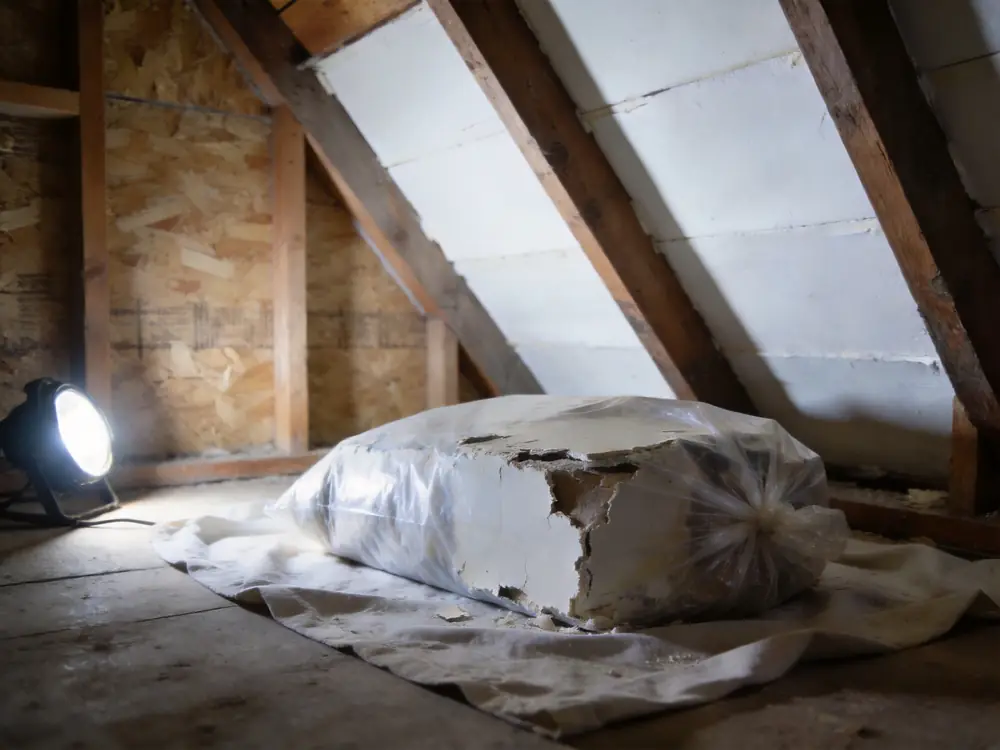 Bagged and sealed drywall removed during remediation
