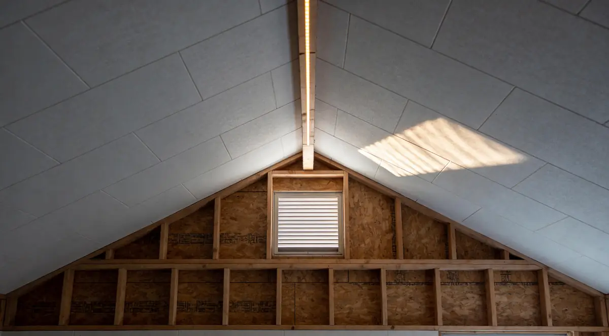 Daylight through a ridge vent along an attic peak