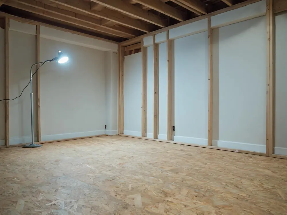 Empty room with containment removed, ready for clearance testing