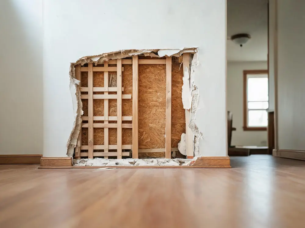 Historic interior with lath and plaster exposed