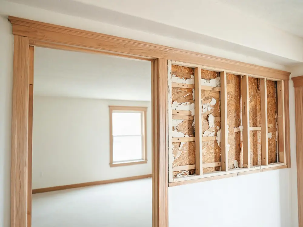 Historic interior with lath and plaster exposed