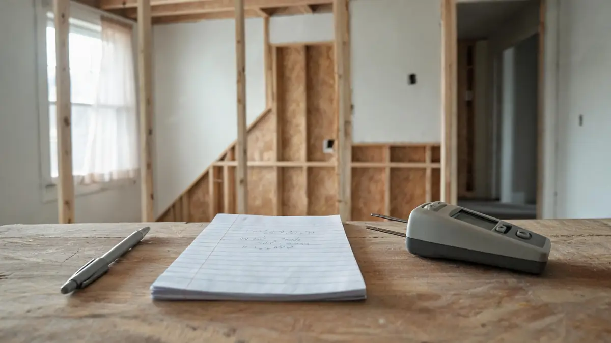 Handwritten moisture log beside a pin-type moisture meter