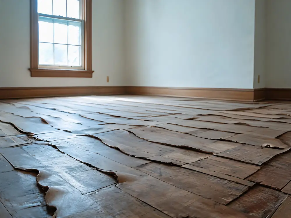 Hardwood flooring cupping along the seams after water damage